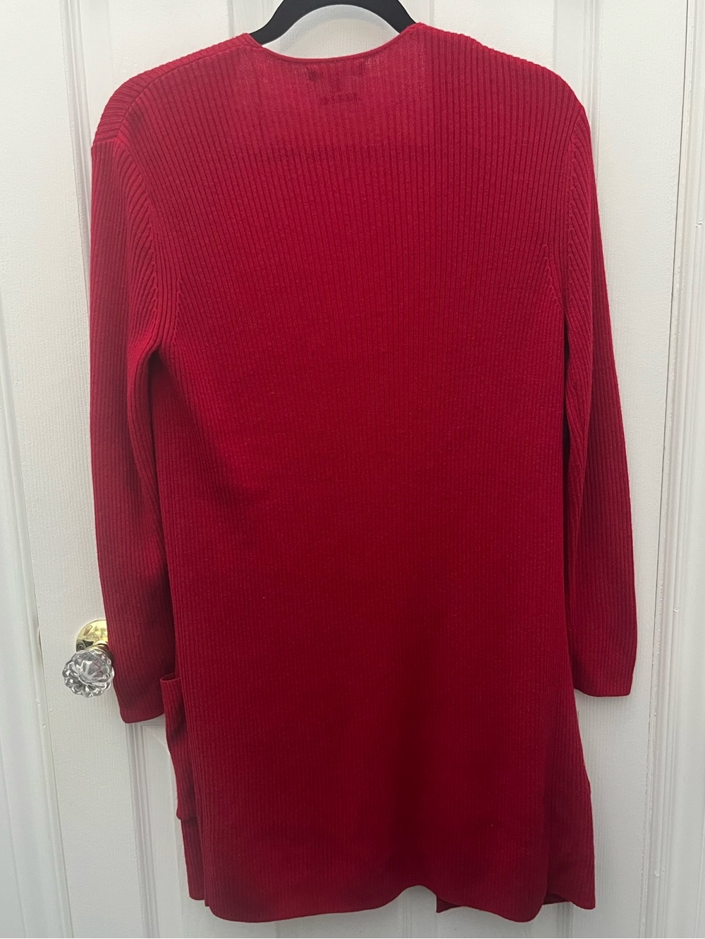 Massimo Dutti Open-Front Red Ribbed Cardigan - Picture 6 of 7